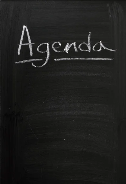 Agenda på en svart tavla — Stockfoto