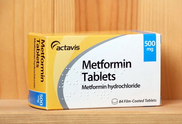 Metformin Tablettenbox — Stockfoto