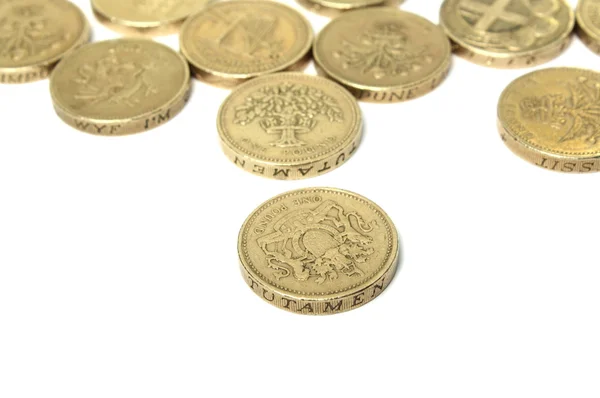 Pound Coins On White — Stock Photo, Image