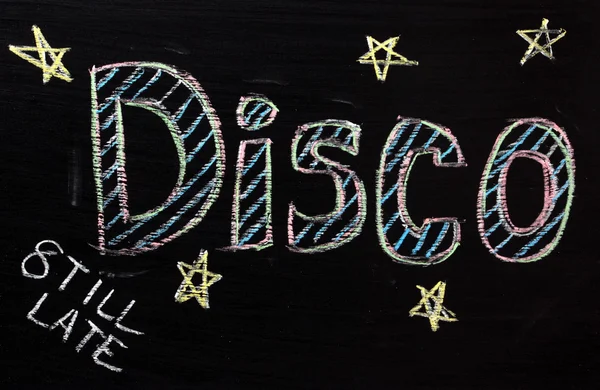 Disco Blackboard sinal — Fotografia de Stock