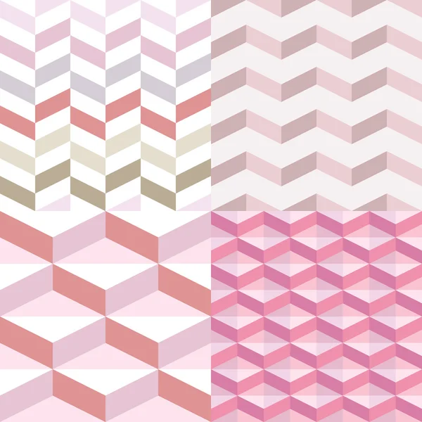 Set of pink geometric patterns — Stock Vector