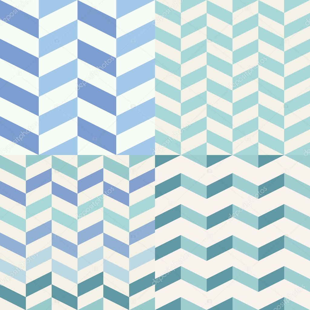 Set of blue geometric patterns