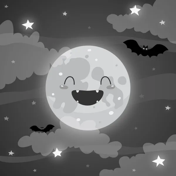 Linda luna de Halloween — Vector de stock