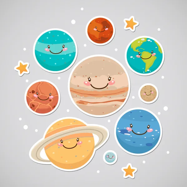 Cute planet (sticker) — Stock Vector