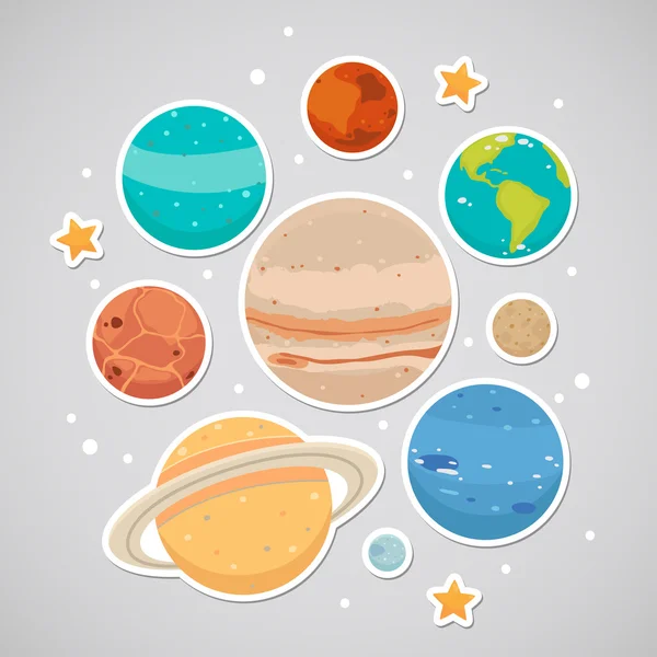 Sticker with planets — Stock Vector