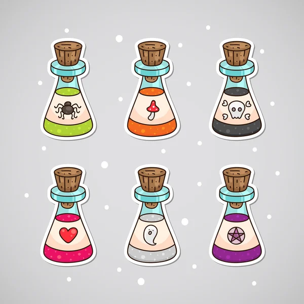 Autocollant avec potions — Image vectorielle