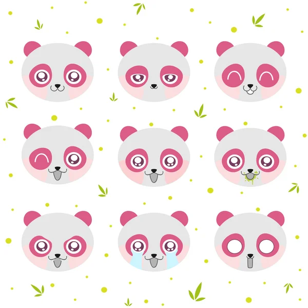 Kawaii smiley panda rosa — Vettoriale Stock