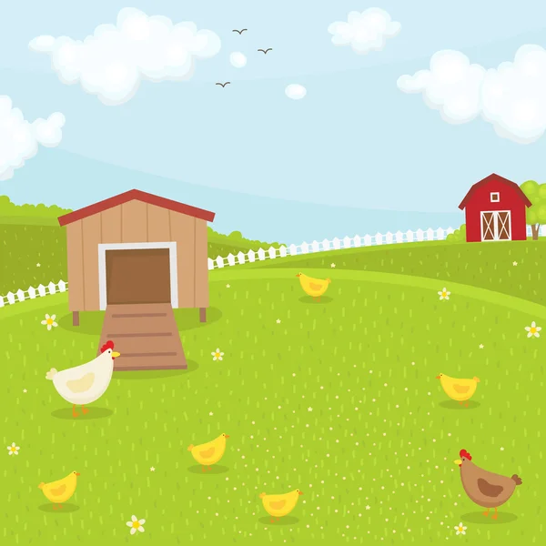 Coop de poulet agricole Illustration De Stock