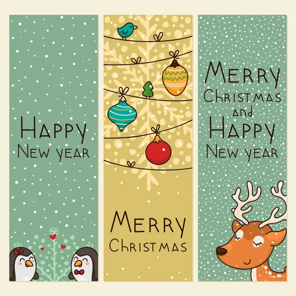 Weihnachten und Neujahr vertikale Banner — Stockvektor