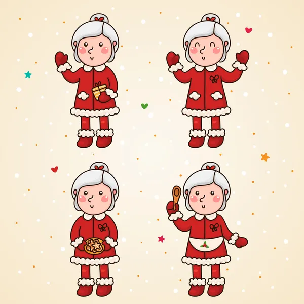 Mevrouw claus set — Stockvector