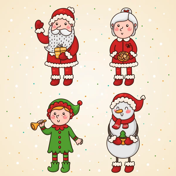 Christmas and new year characters — Stock Vector