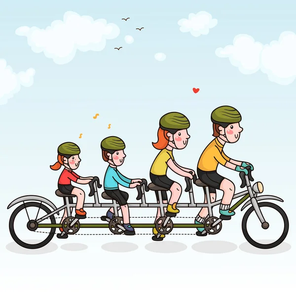 Familjen cykling — Stock vektor