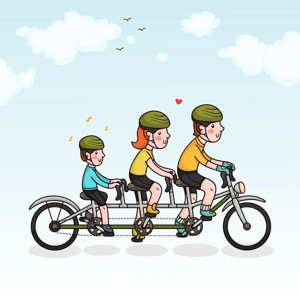 Familie fietsen ouders en zoon — Stockvector