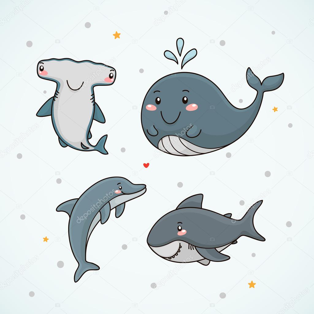 Dolphin, shark, whale