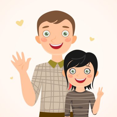 Father and rocker daughter clipart