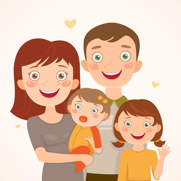 Familia con hijas — Vector de stock