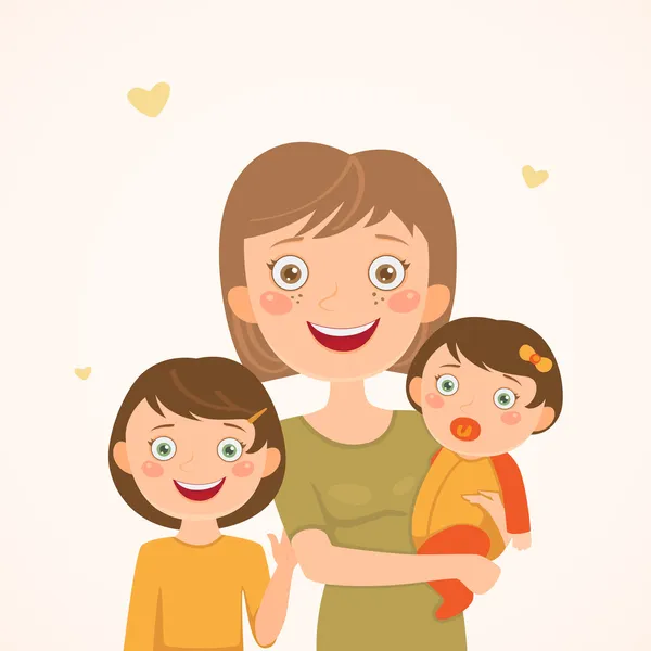 Mother and daughters — Stock Vector