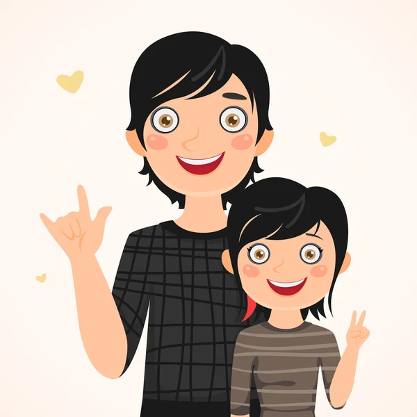 Rocker père et fille — Image vectorielle