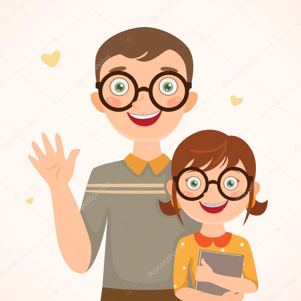 Padre e hija imágenes de stock de arte vectorial | Depositphotos