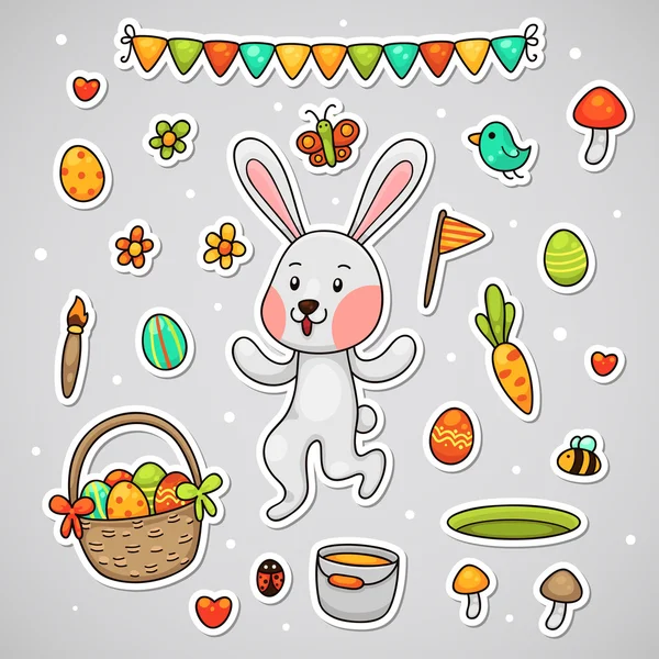 Pegatina con el conejo de Pascua — Archivo Imágenes Vectoriales