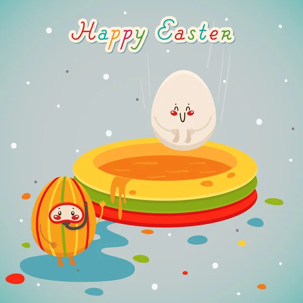 Felices fiestas con huevos de Pascua — Vector de stock