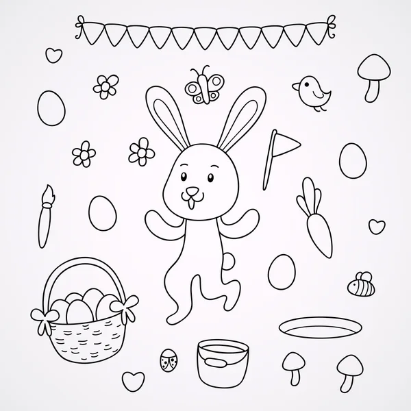 Doodles med påskharen — Stock vektor