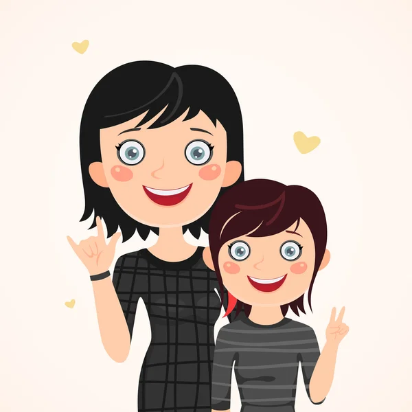 Rocker madre e figlia — Vettoriale Stock