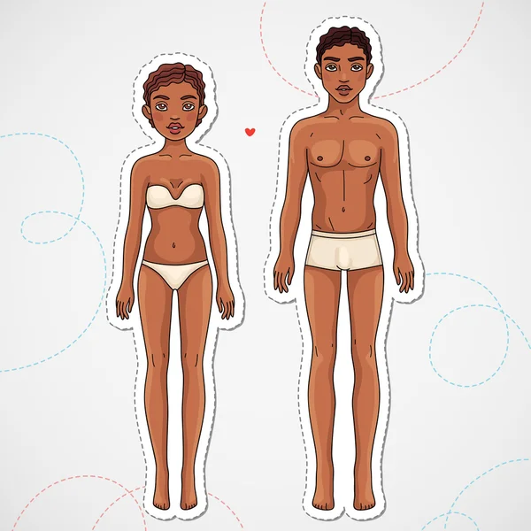 男性和女性的人体非洲裔美国种族 — 图库矢量图片