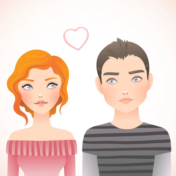 Primer amor chico y chica — Vector de stock