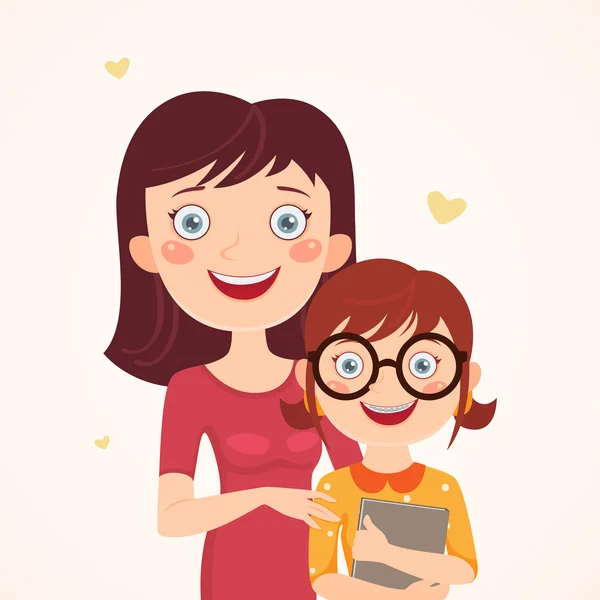 Mãe e filha inteligente —  Vetores de Stock