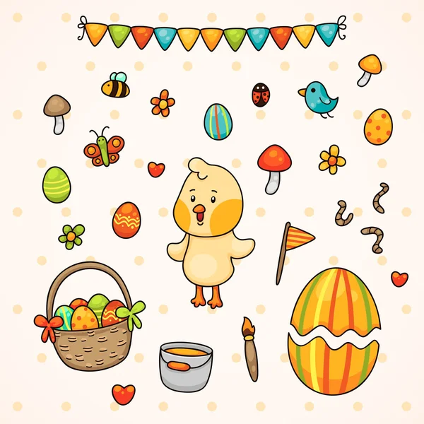 Happy Easter with chick — Stock Vector