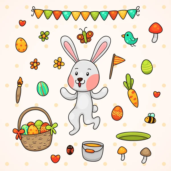 Happy Easter with bunny — Stock Vector