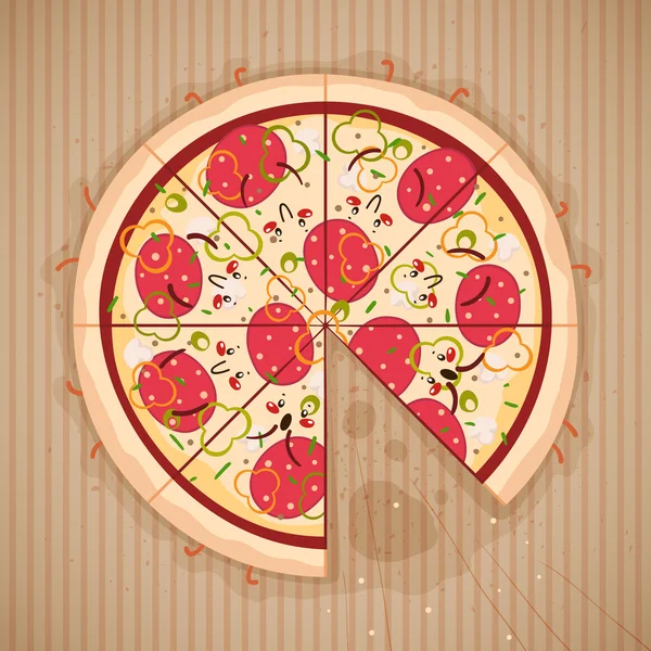 Cute eaten pizza — Stock Vector