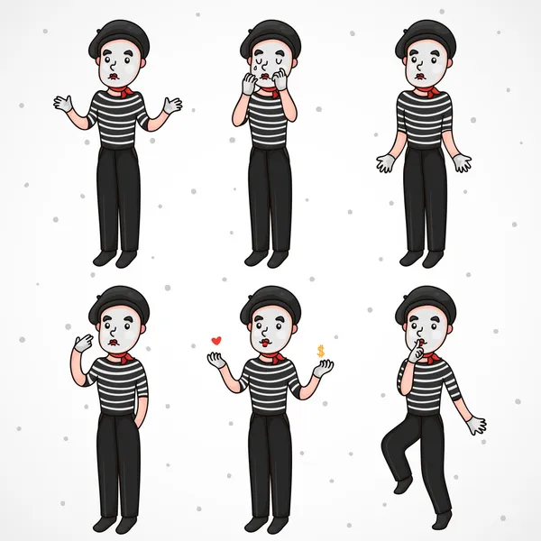 Mime sad collection — Stock Vector