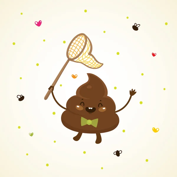 Cute turd and flies — Stock Vector