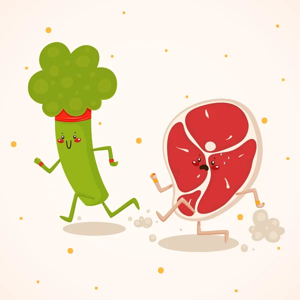 Broccoli vs meat — Stock Vector