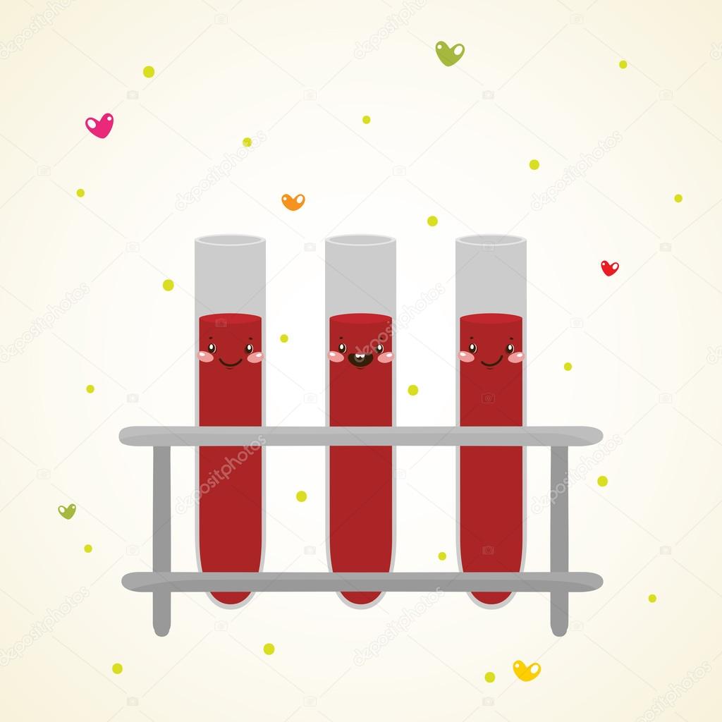 Cute medical test tube with blood
