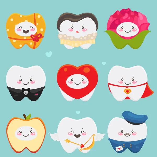 Dientes en el Día de San Valentín — Vector de stock