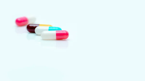 Foco Seletivo Pílula Antibiótica Indústria Farmacêutica Medicamentos Prescritos Banner Web — Fotografia de Stock