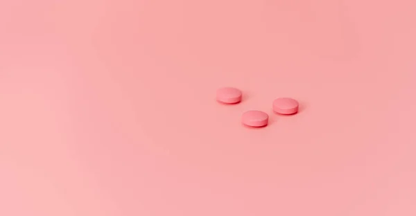 Velho Rosa Rodada Comprimidos Tablet Fundo Rosa Velho Indústria Farmacêutica — Fotografia de Stock