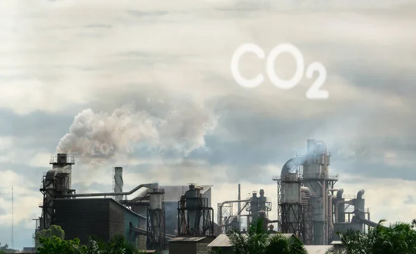 Karbondioksit Salınımı Fabrika Bacalarından Co2 Sera Gazı Emisyonu Karbondioksit Gazı — Stok fotoğraf