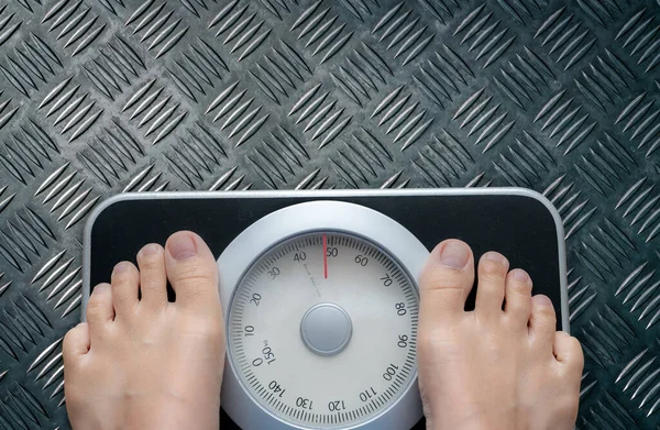 Top View Feet Weighing Scale Women Weigh Weight Balance Scale — Foto Stock