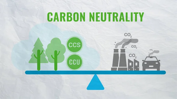 Carbon Neutrality Concept Carbon Dioxide Reduction Co2 Gas Emissions Balance — Stock Photo, Image