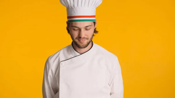 Portrait Young Male Chef Uniform Standing Colorful Background Attractive Man — Stock Photo, Image