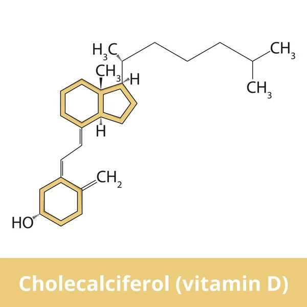 Estructura Química Del Colecalciferol Vitamina Conocida Como Vitamina Colecalciferol Tipo — Vector de stock