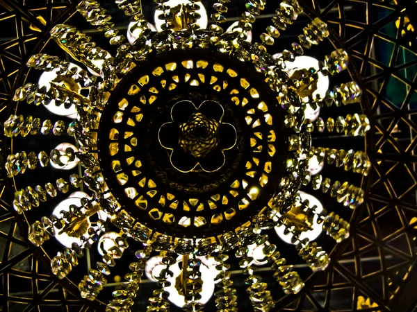 Mystical interior with chandelier lights and reflections Stock Image