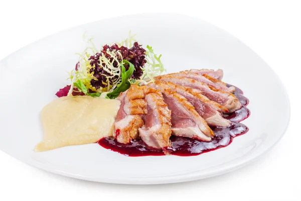 Roasted duck breast fillet in french style — Stock Photo, Image