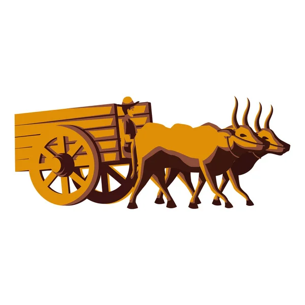 Clip Art Chariot Vache Avec Dessin Animé — Image vectorielle
