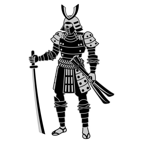 Clip Art Von Samurai Mit Silhouetten Design — Stockvektor