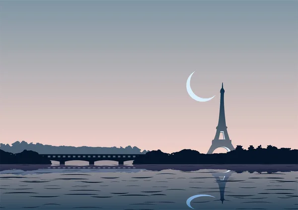 Silhouet Ontwerp Van Achtergrond Van Eiffeltoren — Stockvector